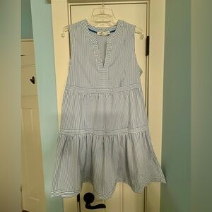 Vineyard Vines seersucker Blue and White Striped Midi Dress